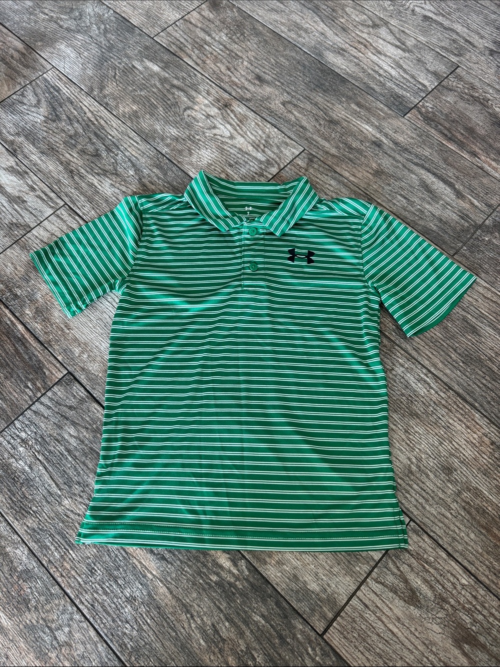 Under Armour Green & White Striped Polo Shirt